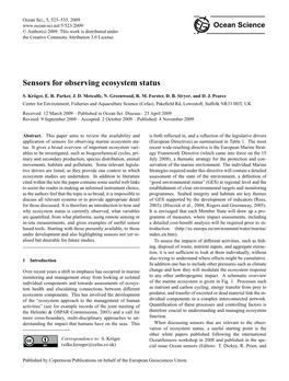 Sensors for Observing Ecosystem Status