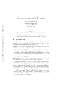 On Covers of Graphs by Cayley Graphs