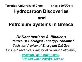 Hydrocarbon Discoveries and Petroleum Systems in Greece