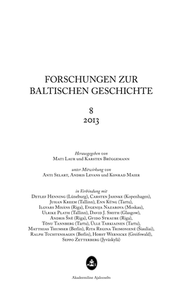 Forschungen Zur Baltischen Geschichte