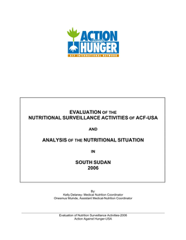 Evaluation of the Nutritional Surveillance Activities of Acf-Usa