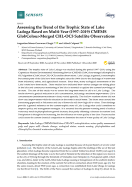 Assessing the Trend of the Trophic State of Lake Ladoga Based on Multi-Year (1997–2019) CMEMS Globcolour-Merged CHL-OC5 Satellite Observations