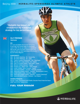 Beijing 2008 “Herbalife Has Helped Me Revolutionize My Nutritional Strategy for Top Performance.”