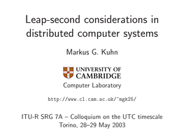 Leap-Second Considerations in Distributed Computer Systems