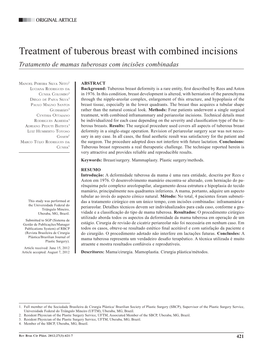Treatment of Tuberous Breast with Combined Incisions Tratamento De Mamas Tuberosas Com Incisões Combinadas
