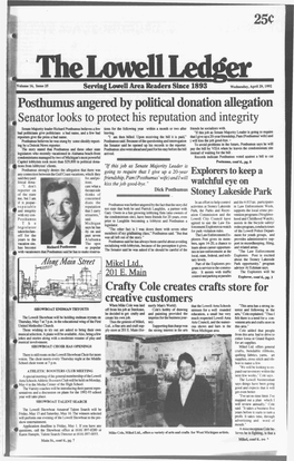 Posthumus Angered by Political Donation Allegation Senator Looks to Protect His Reputation and Integrity