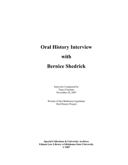 Oral History Interview with Bernice Shedrick