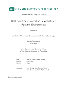 Real-Time Code Generation in Virtualizing Runtime Environments
