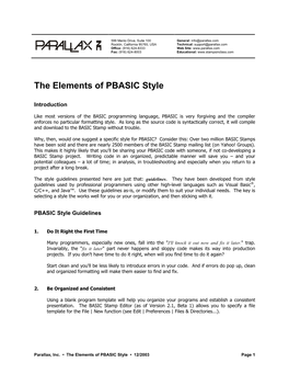 The Elements of PBASIC Style