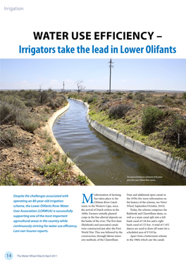 Water Use Efficiency – Irrigators Take the Lead in Lower Olifants Lani Lani Vuuren Van