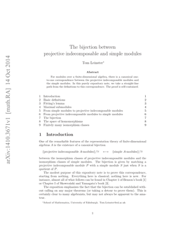 The Bijection Between Projective Indecomposable and Simple Modules