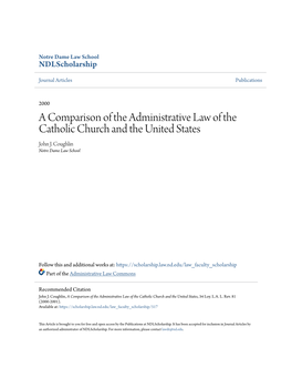 A Comparison of the Administrative Law of the Catholic Church and the United States John J