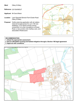 Ward Ottery St Mary Reference 20/1504/MOUT Applicant Mr David