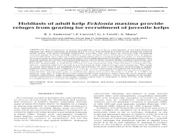 Holdfasts of Adult Kelp Ecklonia Maxima Provide Refuges from Grazing for Recruitment of Juvenile Kelps