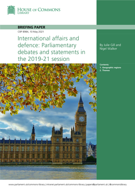 International Affairs and Defence: Parliamentary Debates and Statements in the 2019-21 Session