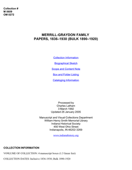 Merrill-Graydon Family Papers, 1836-1930