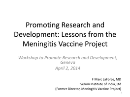 Lessons from the Meningitis Vaccine Project