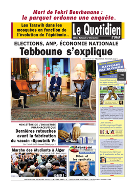 Pdf Le Quotidien D Oran Du 2021-03-03