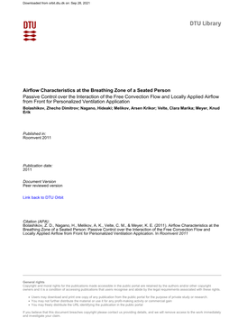 Airflow Characteristics at the Breathing Zone of a Seated