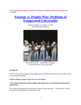 Focoism Vs. Peoples War: Problems of Exaggerated Universality