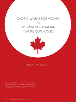 Choral Works for Women by Prominent Canadian Female Composers
