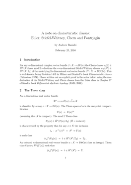 Euler, Stiefel-Whitney, Chern and Pontrjagin