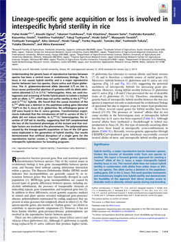 Lineage-Specific Gene Acquisition Or Loss Is Involved in Interspecific