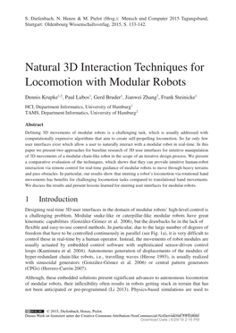 Natural 3D Interaction Techniques for Locomotion with Modular Robots