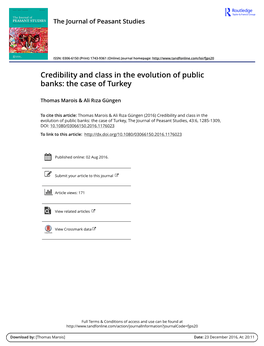 Credibility and Class in the Evolution of Public Banks: the Case of Turkey