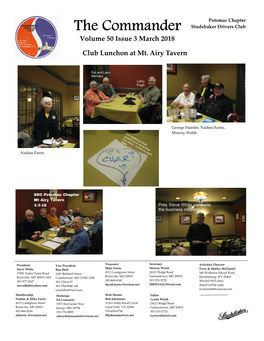The Commander Studebaker Drivers Club Volume 50 Issue 3 March 2018