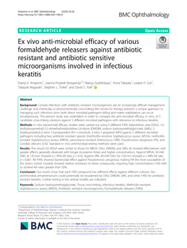 Ex Vivo Anti-Microbial Efficacy of Various Formaldehyde Releasers