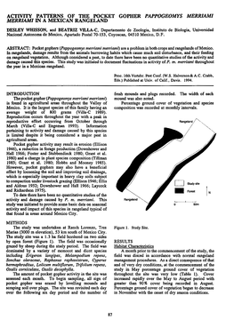 Activity Patterns of the Pocket Gopher Pappogeomys Merriam/ Merriam/ in a Mexican Rangeland