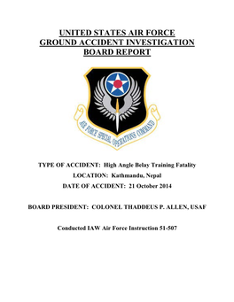 United States Air Force Ground Accident Investigation Board Report