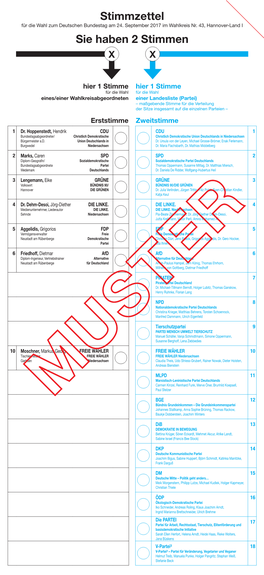 Stimmzettel Sie Haben 2 Stimmen