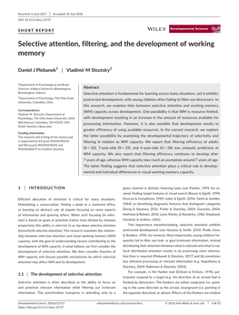 Selective Attention, Filtering, and the Development of Working Memory