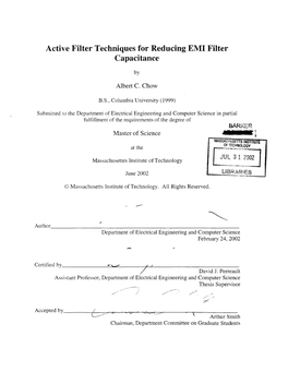 Active Filter Techniques for Reducing EMI Filter Capacitance