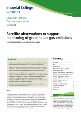 Satellite Observations to Support Monitoring of Greenhouse Gas Emissions