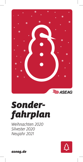 Sonder- Fahrplan Weihnachten 2020 Silvester 2020 Neujahr 2021