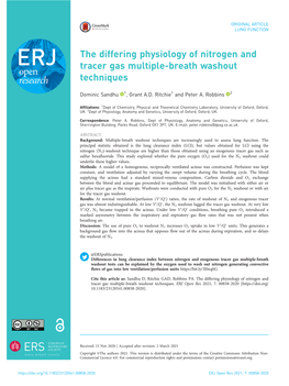 The Differing Physiology of Nitrogen and Tracer Gas Multiple-Breath Washout Techniques