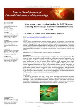 Manchester Repair Revisited During the COVID Surge: Exploring Its Advantages Over Conventional Restorative Surgeries