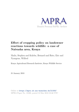 Effect of Cropping Policy on Landowner Reactions Towards Wildlife: a Case Of