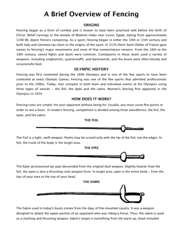 A Brief Overview of Fencing