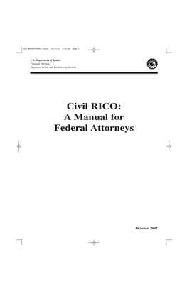 Civil RICO: a Manual for Federal Attorneys