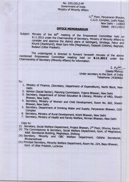 No. 3/91/2012-PP Government of India Ministry of Minority Affairs 11Th