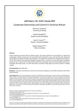 Corporate Ownership and Control in Victorian Britain