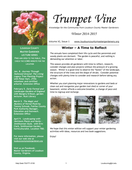 Trumpet Vine Knowledge for the Community from Loudoun County Master Gardeners Winter 2014-2015