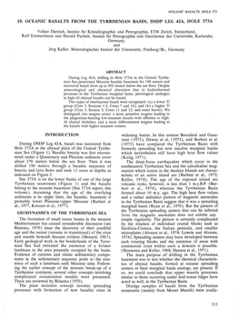 19. Oceanic Basalts from the Tyrrhenian Basin, Dsdp Leg 42A, Hole 373A