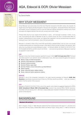 AQA, Edexcel & OCR: Olivier Messiaen