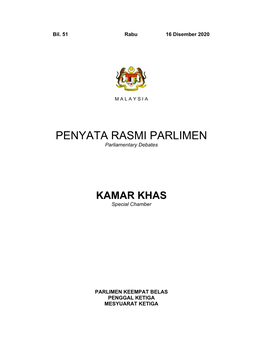 PENYATA RASMI PARLIMEN Parliamentary Debates