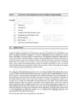 1 Unit 1 Context and Emergence of Gandhian